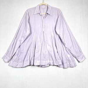 CP Shades Top Women Large Purple Popover Tunic Cotton Gauze Pleated A Line Flowy